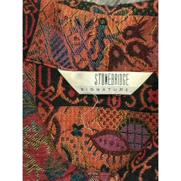 Vtg 90s Stonebridge Signature Tapestry Jacket Women’s Large Boho Patchwork Butto - Picture 7 of 8